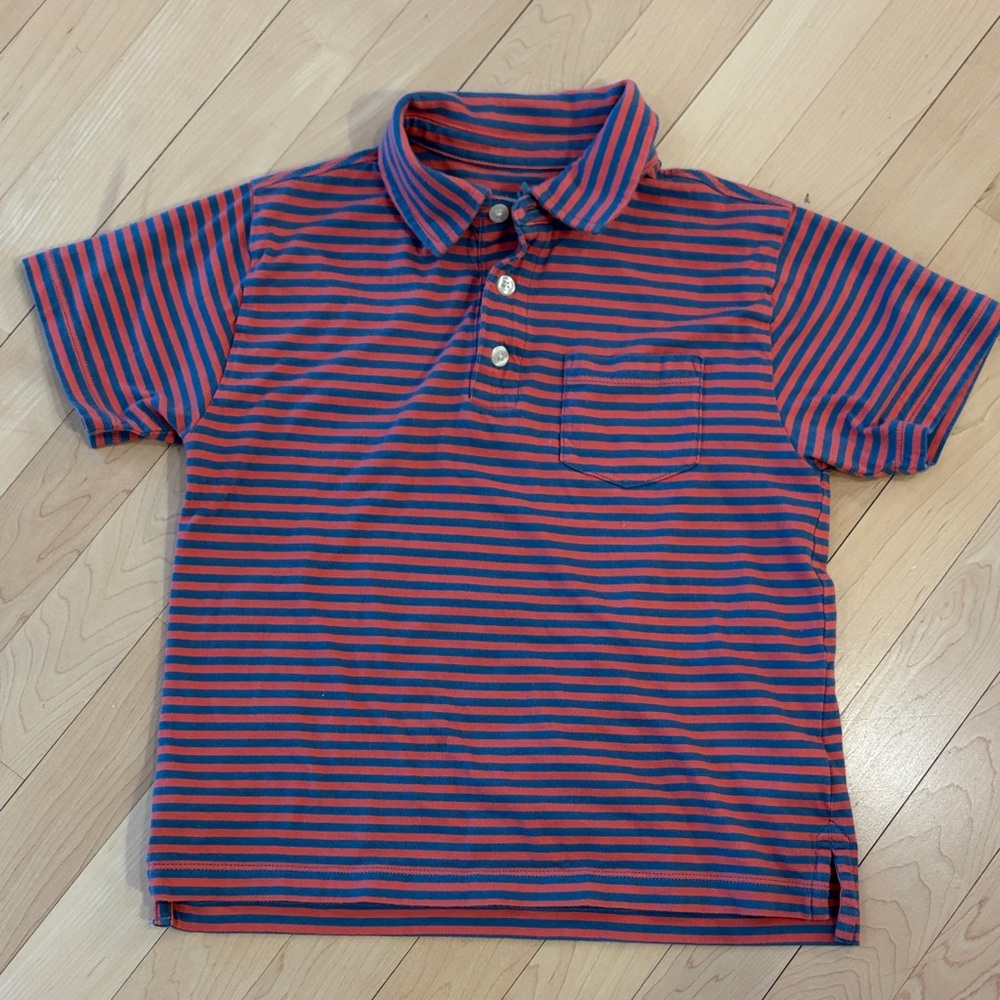 Crewcuts Kids Polo Shirt - Navy and Coral Stripes